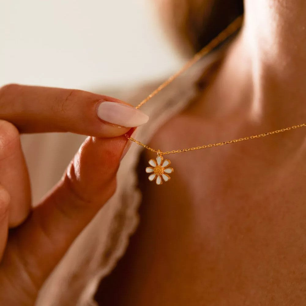 Einzelstück Gänseblümchen Kette - Roségold