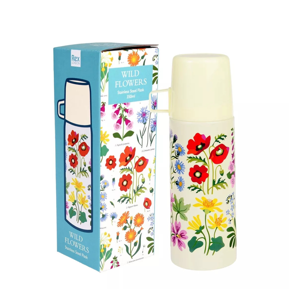 Rex London Isolierflasche „Wilde Blumen“ mit Tasse – 350 ml