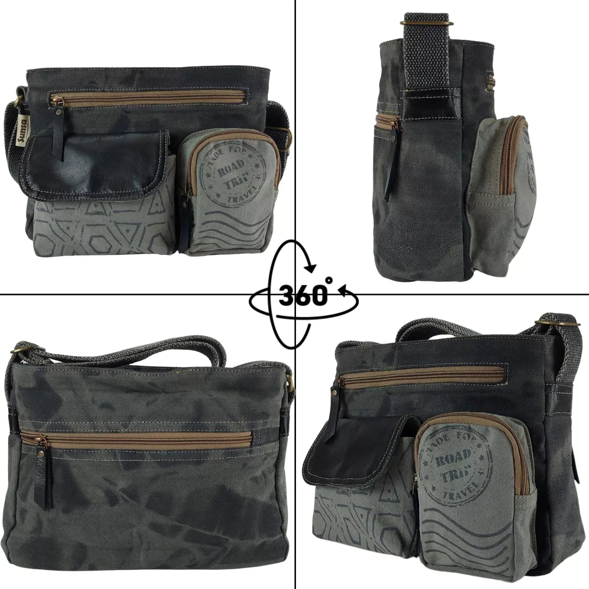 Sunsa Damen Schultertasche im Vintage Stil (Segeltuch)