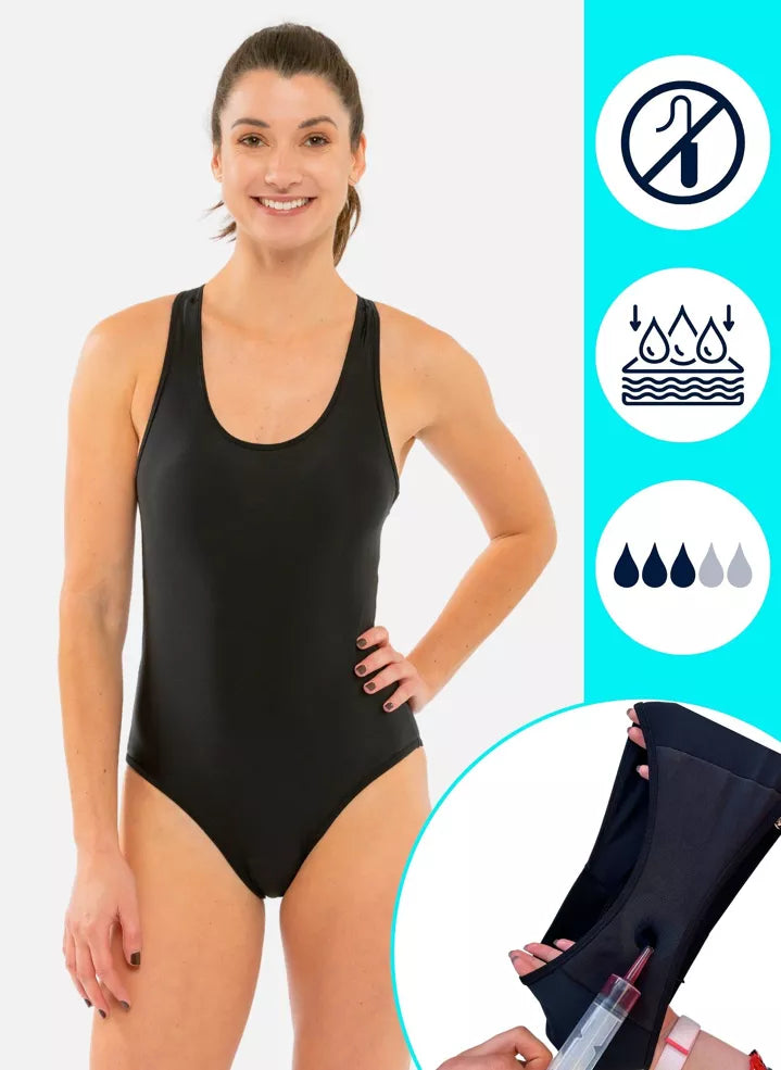 Sorio® Menstruationsschwimmbadeanzug Lola – Komfortable Bademode - Größe L