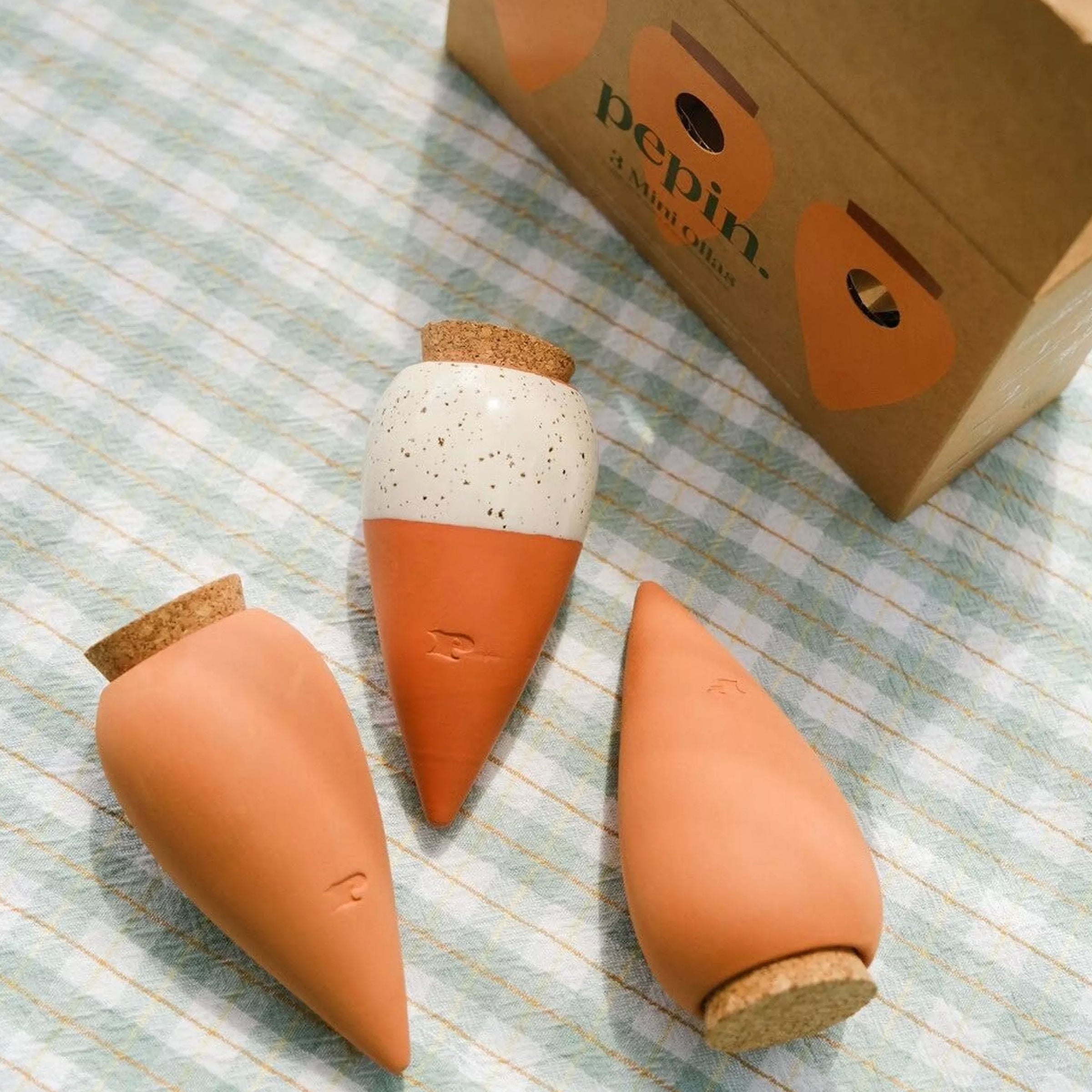 Pepin Trio Mini Ollas – Handgefertigte Bewässerungssysteme für Pflanzen aus Terrakotta