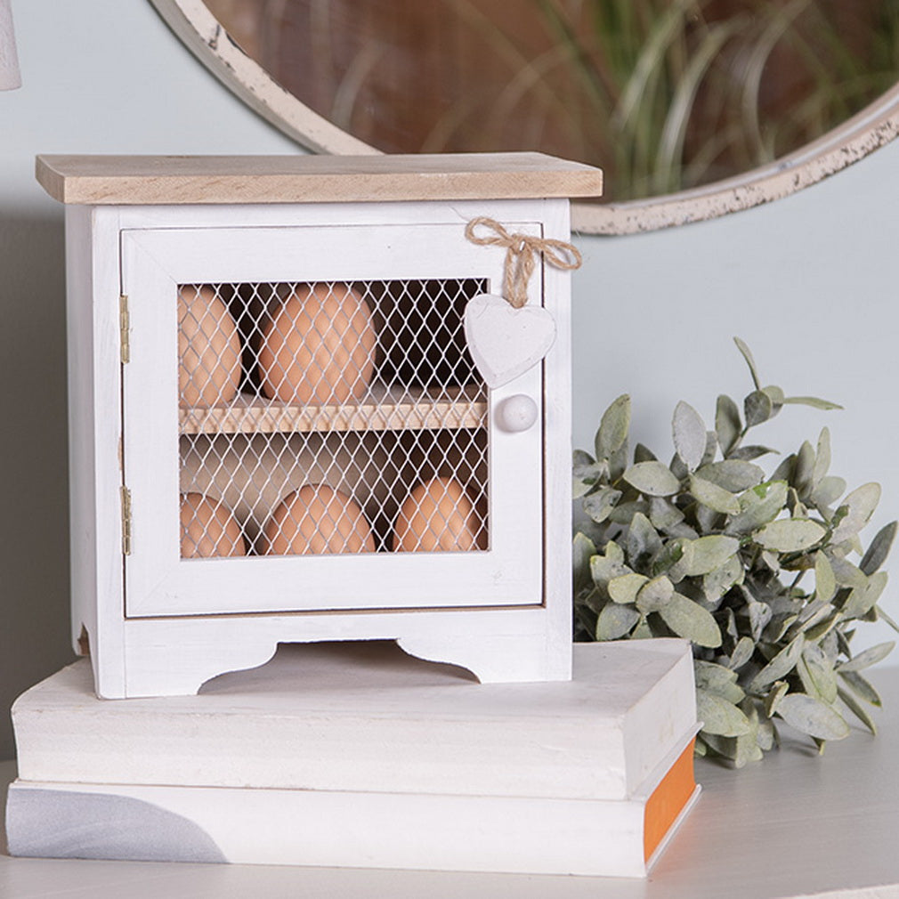 Clayre & Eef Eierschrank – Stilvoller Eierhalter aus Holz (19 x 14 x 19 cm) in Weiß
