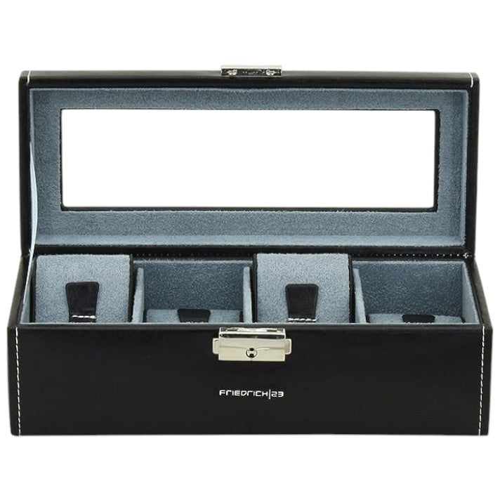 Friedrich23 Uhrenkoffer Bond mit Glasdeckel für 10 Uhren - schwarz