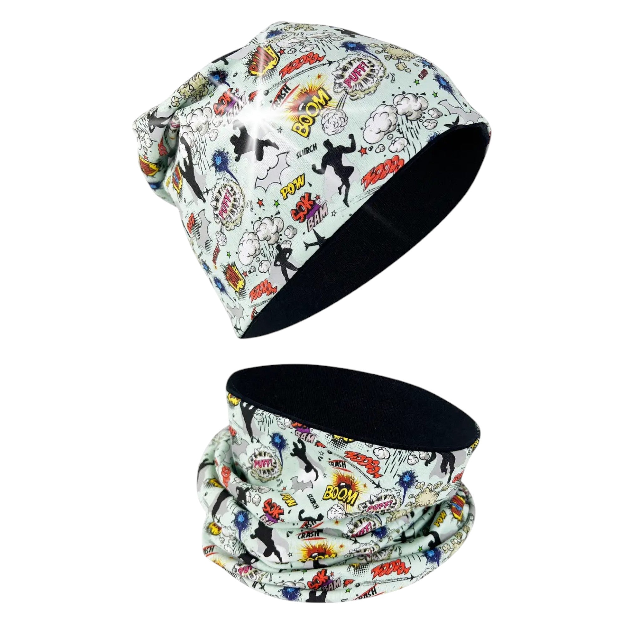 HECKBO Kinder Reflektor Mütze & Loop Schal - Superheld